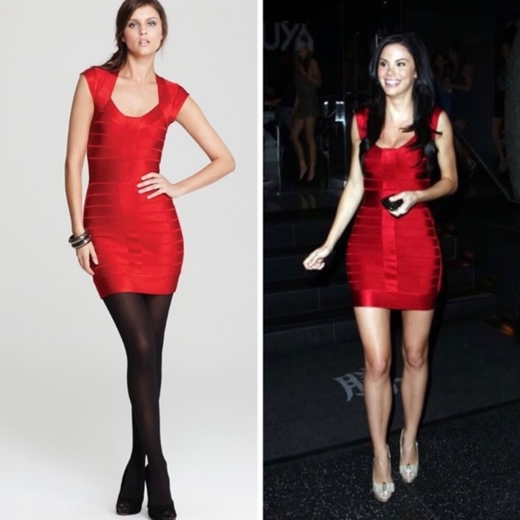 NWOT French Connection Red Bandage Dress - Picture 3 of 5